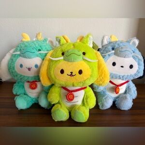 NEW Set of 3 Sanrio-like Plushies Dressed Up as Dragons